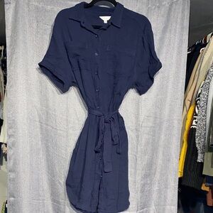 Weatherproof Navy Blue Button-Up Dress